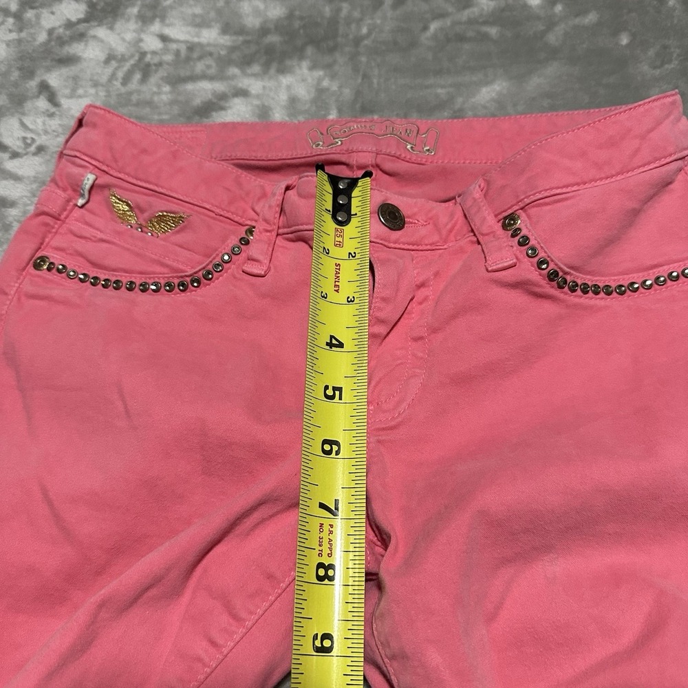 Y2K Robins Marilyn Low Rise Jeans Womens 29 Pink Embroidered Bejeweled Bimbocore - Picture 14 of 14